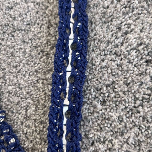 Soda Can Pull Tab Blue Crochet Mesh Crossbody Bag With Zip Closure - Picture 10 of 11